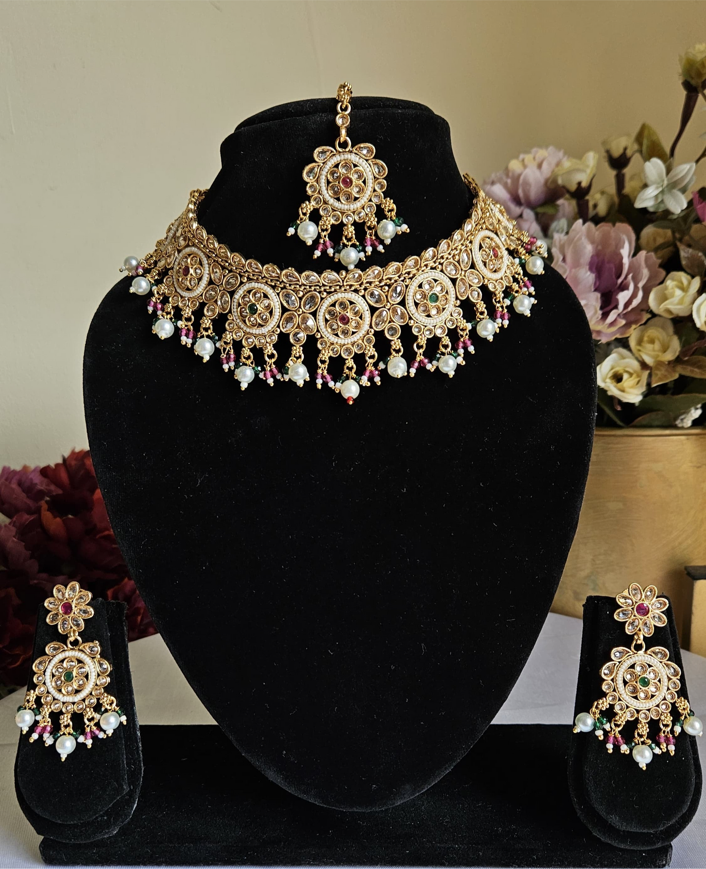 Lavanya Moti Necklace(With Maangtika)