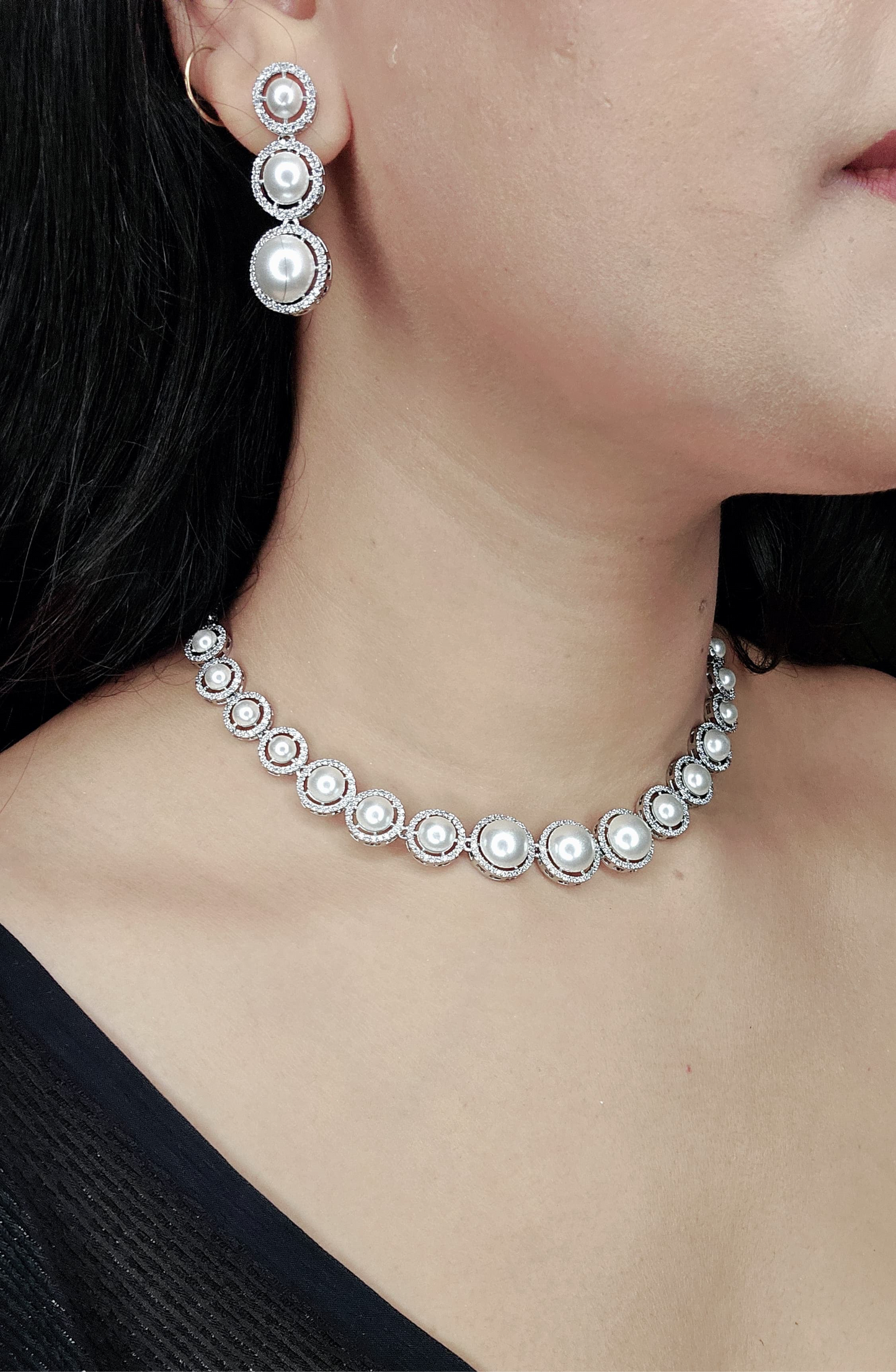Pearl American Diamond Necklace