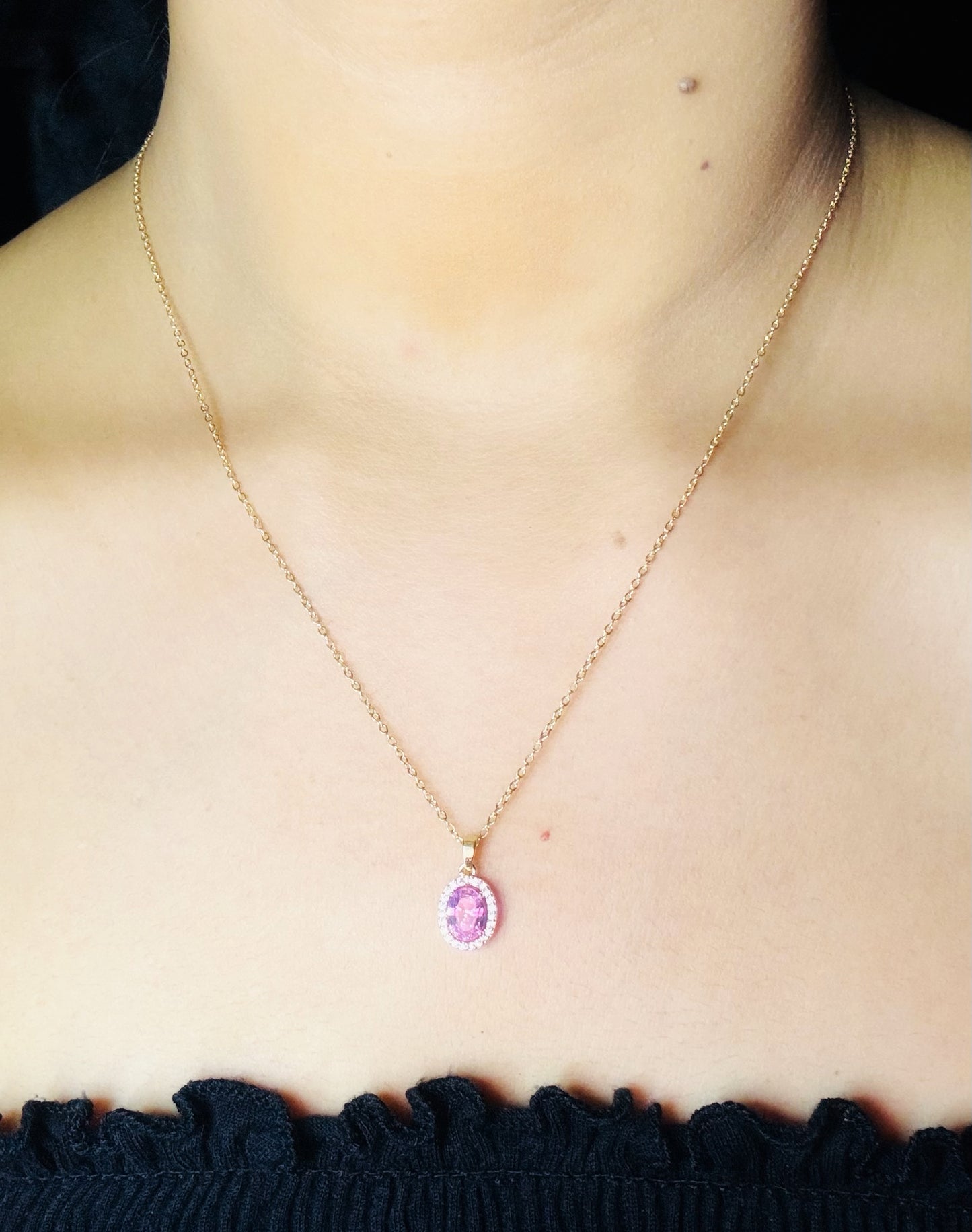Round Pink Gemstone Pendant