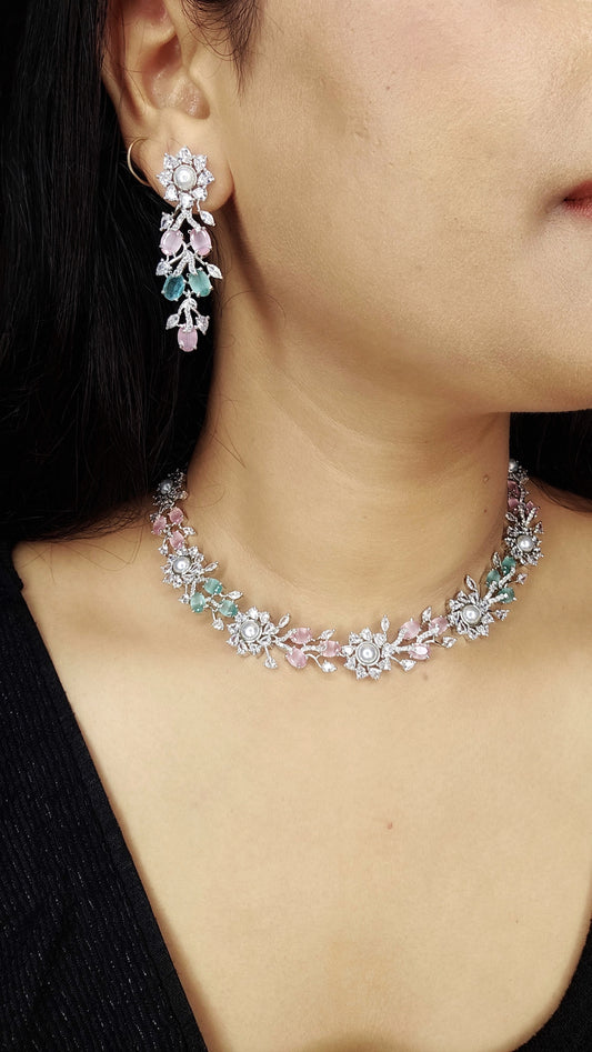 Floral Stone Studded Set