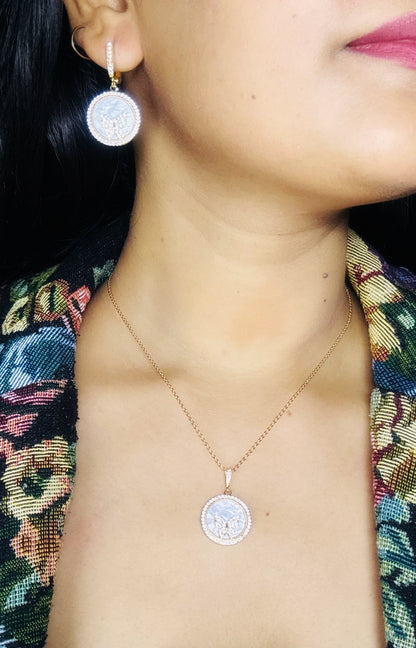 Stone Studded Butterfly White Pendant