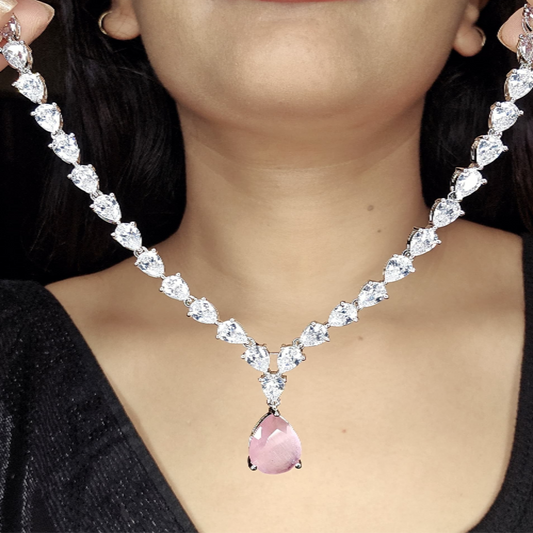 Pink Garnet AD Necklace
