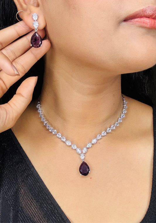 Amethyst Drop AD Necklace