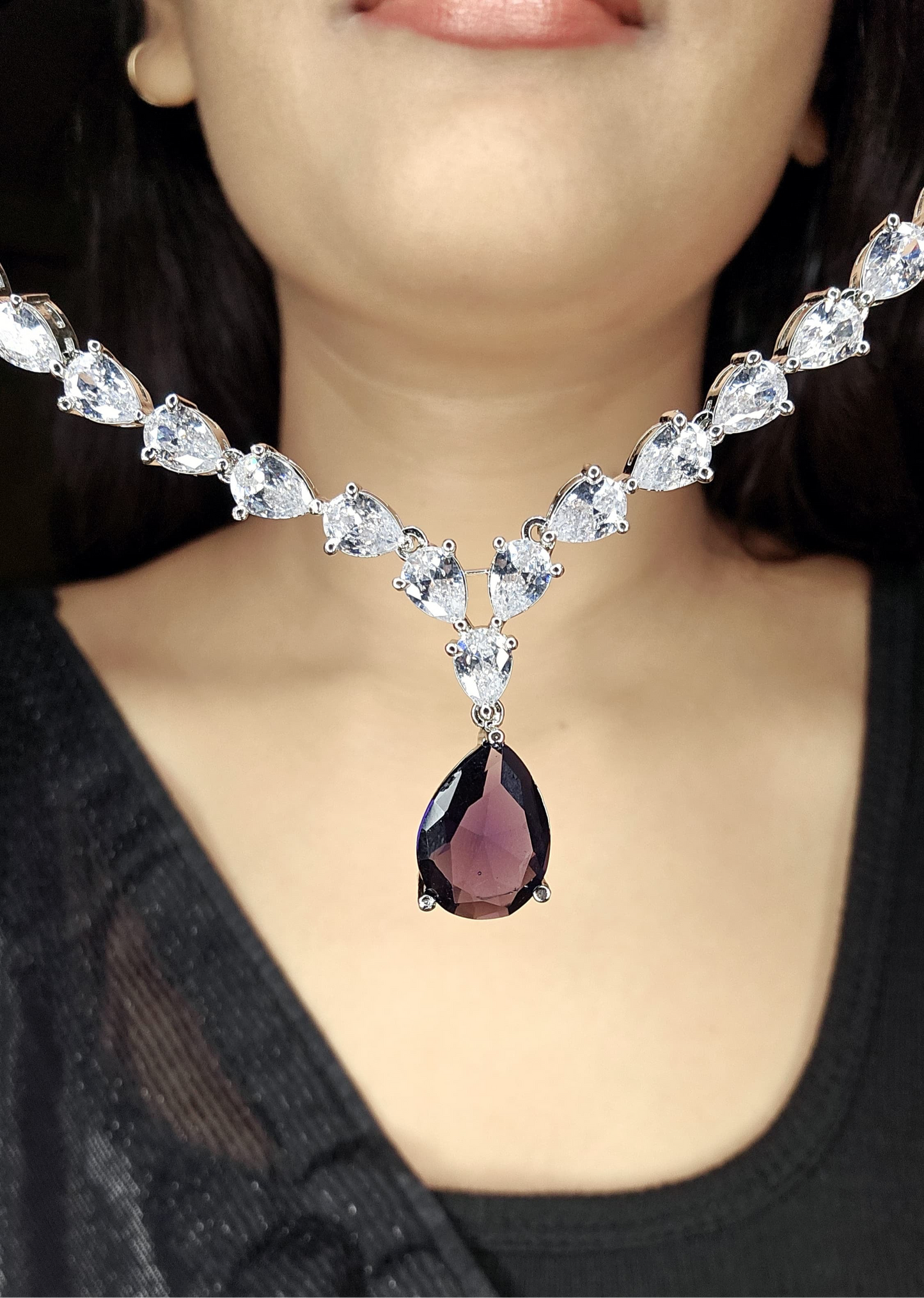 Amethyst Drop AD Necklace