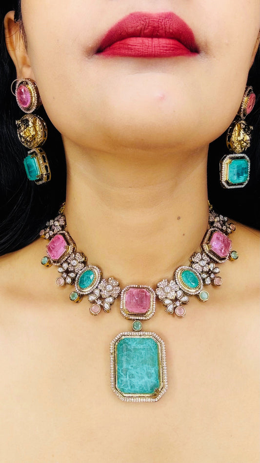 Moissanite Mint Stone Necklace
