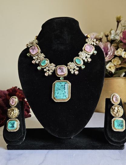 Moissanite Mint Stone Necklace