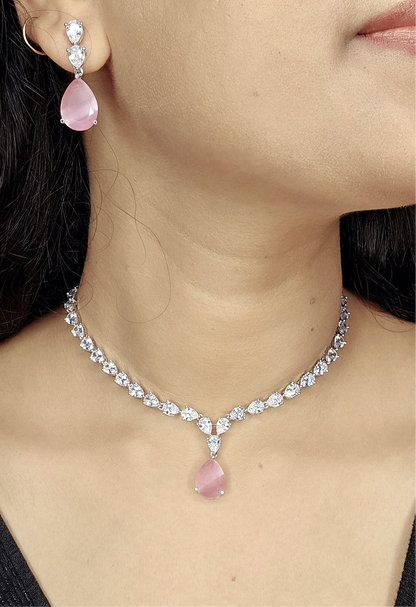 Pink Garnet AD Necklace