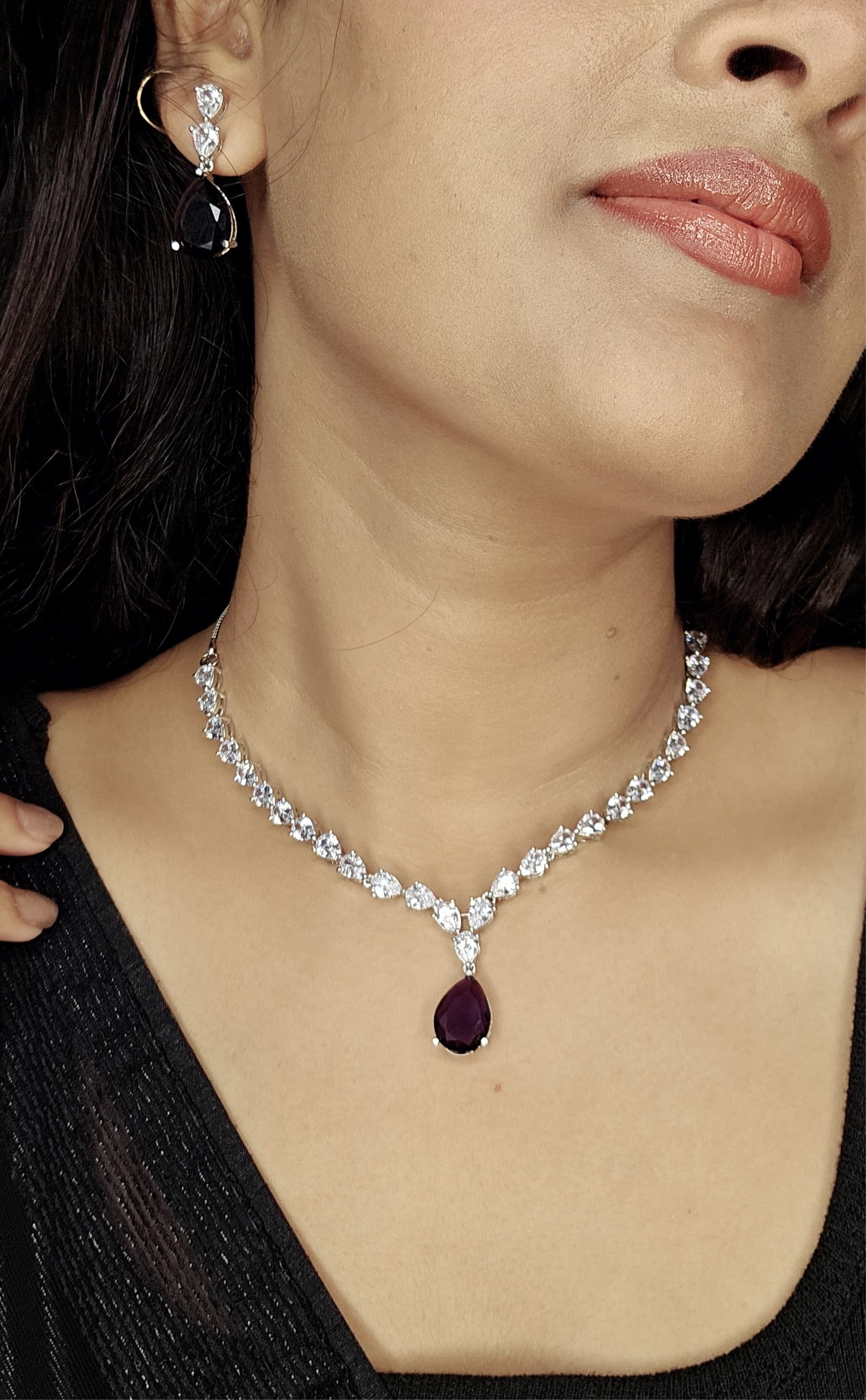 Amethyst Drop AD Necklace