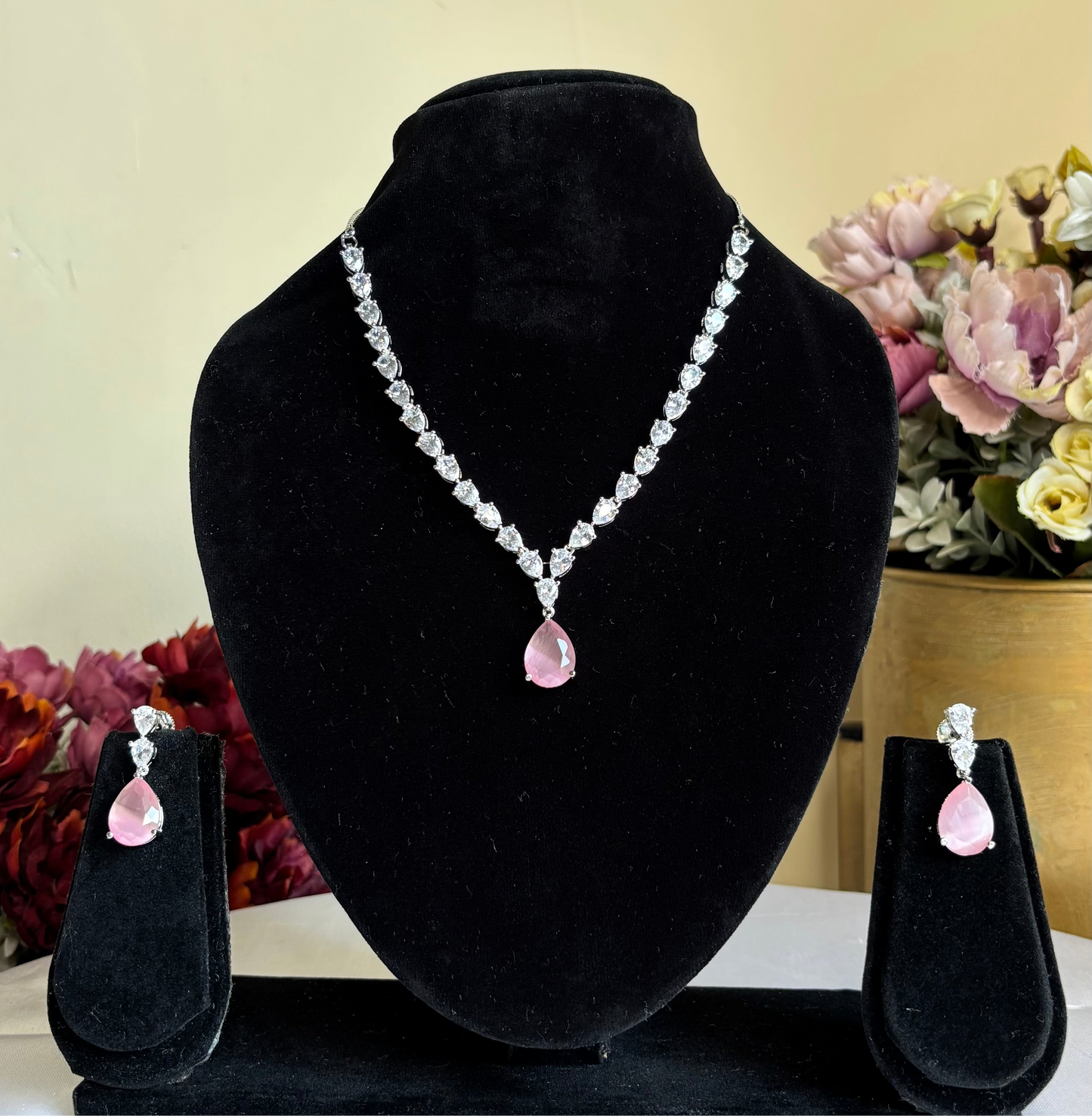 Pink Garnet AD Necklace