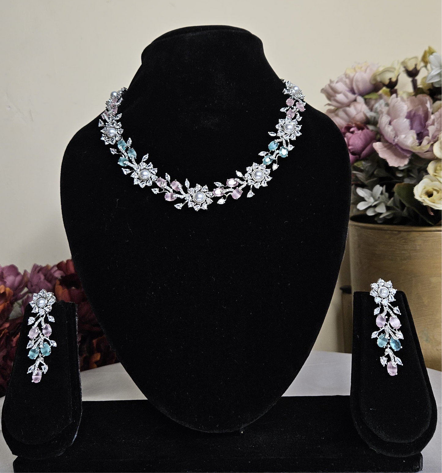 Floral Stone Studded Set