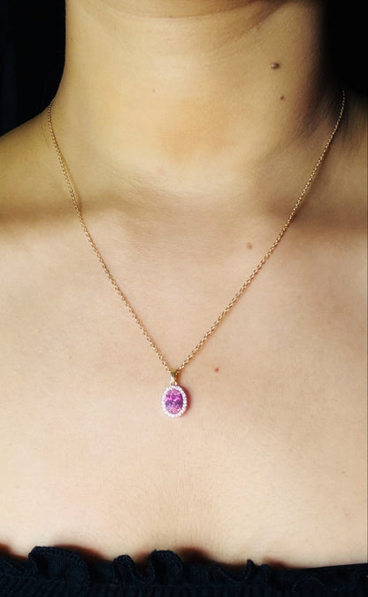 Round Pink Gemstone Pendant