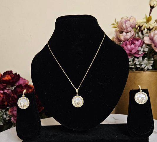 Stone Studded Butterfly White Pendant