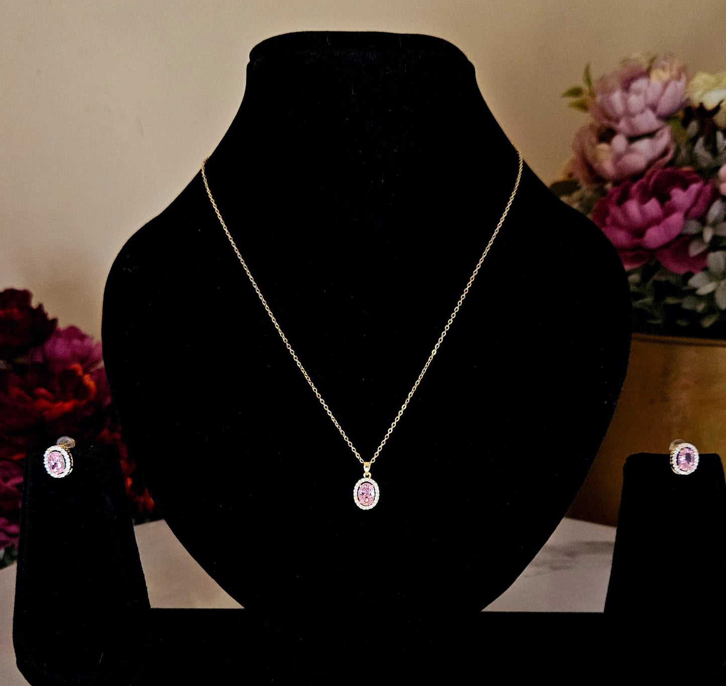 Round Pink Gemstone Pendant