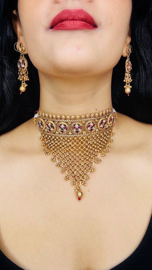 Rajwadi Drop Choker Set